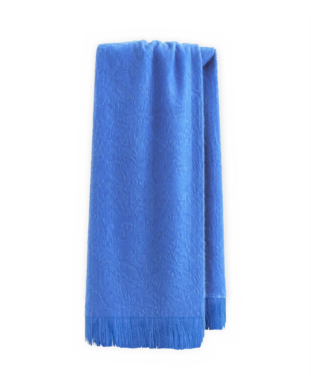 Chal de alpaca Azul Zafiro colgado