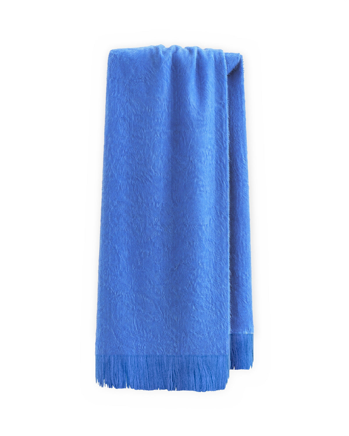 Chal de alpaca Azul Zafiro colgado