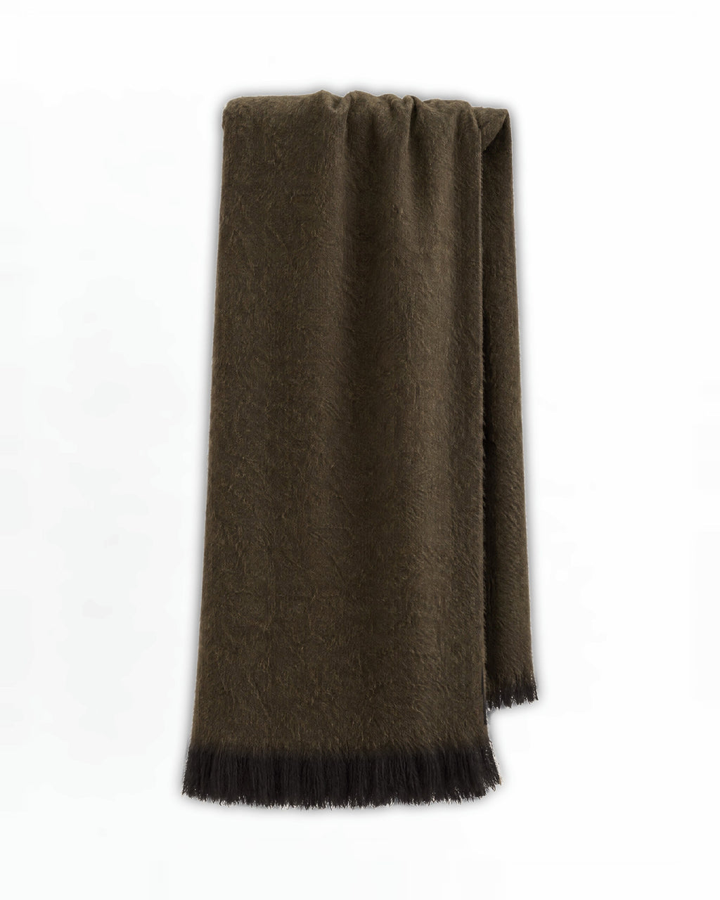 Chal de alpaca Oliva Profundo colgado
