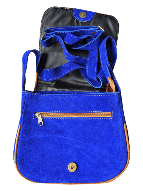 Cartera de Cuero Bordada Azul Eléctrico - Alpaca_Alpaca_