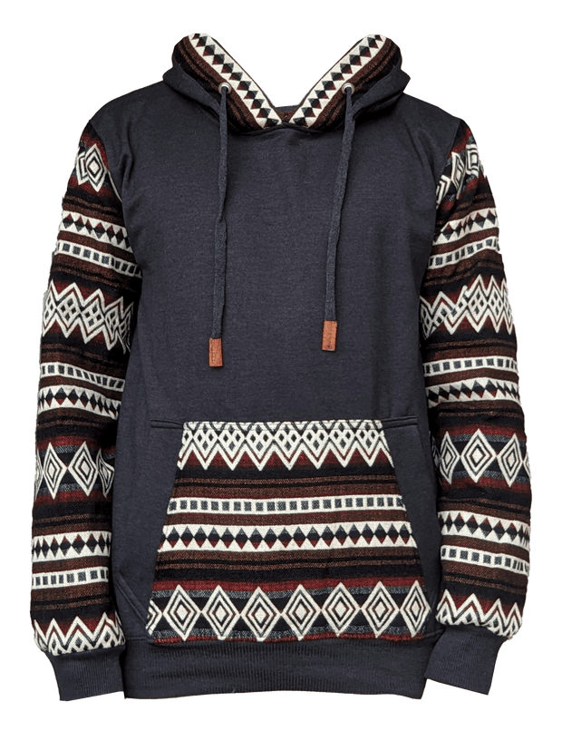 Hoodie Andes Gris Grafito - Rojo Ladrillo - Alpaca_Alpaca_