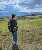 Hoodie Andes Gris Grafito - Rojo Ladrillo - Alpaca_Alpaca_